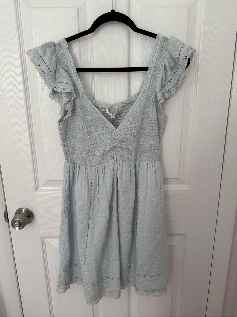 Loveshackfancy Light Blue Athalia Mini Dress Size Medium NWT
